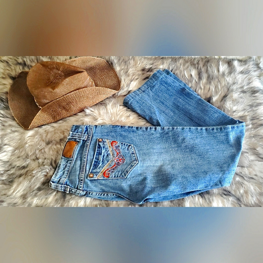 Mid Rise Straight Leg Denim Jeans